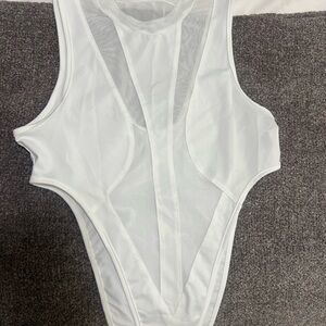 SHEIN White Mesh Bodysuit